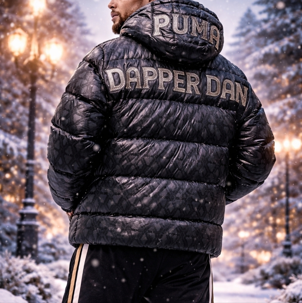 Puma x Dapper Dan Studded Puffer Bomber Reversible Jacket Coat NWT Small